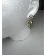 Blue Rhinestone Ball Dangle Screw Back Earring Vintage - $13.66 CAD