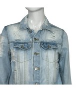 Love Tree Denim Jacket Womens Small Blue Light Wash Button Up Front Dist... - $15.83