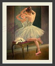 &quot;Young Miss Girl Ballerina with Maltese Puppy Dog in Mirror waiting to Perform i - £73.93 GBP