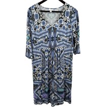 J Jill Blue Mosaic Floral Knit Dress Size Small - £15.38 GBP