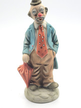 Hobo Clown with Umbrella Figurine Statue Porcelain UOGC 7.5&quot; Tall - £19.90 GBP