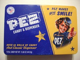 PEZ Classic Gift Set Tin -Regular dispenser and over 50 rolls candy - $18.50
