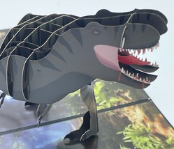 Angry T-rex 3D Pop Up Card Father&#39;s Day Dinosaur Jurassic Park Tyrannosaurus - £10.23 GBP