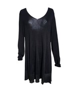 EILEEN FISHER Black 1X Sheer V-neck Jersey Knit Tunic Dress Metallic Border - £51.55 GBP