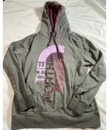 Womens The North Face Full Zip Logo Hoodie Grey Burgundy Slim Fit sz  Large - £10.13 GBP