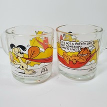 2 Garfield and Friends Odie 1978 Vintage McDonalds Glass Mug Coffee Cup - £9.16 GBP