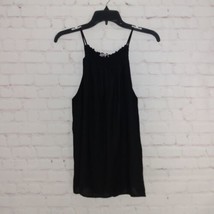 Alya Blouse Womens Medium Black Sleeveless Lined Halter Smocked Top - $17.99