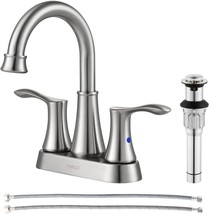 PARLOS Swivel Spout 2-Handle Lavatory Faucet Brushed Nickel Bathroom Sink Faucet - £40.91 GBP