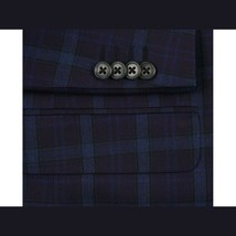 Men's Soft Wool Sport Coat English Plaid Window Pane 556-7 Plum Blue Renoir image 2
