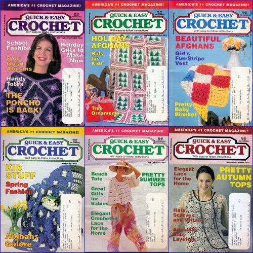Vintage Quick & Easy Crochet 6 Issue Bundle 2000 - 2002 Afghans Fashion Decor - $9.95