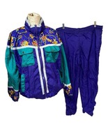 Vtg 80&#39;s Active Frontier SPORT Blue/Green/Multi jacket pants Tracksuit s... - £38.79 GBP