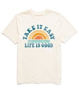 Life Is Good Large Men&#39;s Take It Easy Rainbow Waves Short Sleeve Tee - $23.29