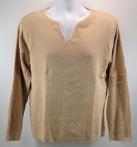 L) Woman Jones Wear Sport Split Neck Pullover Cotton Sweater XL - $11.87