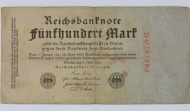 1922 Germany 500 Mark Note Weimar Republic Treasury Notes 2nd Issue - £39.69 GBP