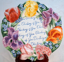 Fitz & Floyd Floral Wreath Spring Bouquet Canape Plate Tulip Iris Forget Me Not  - $25.99
