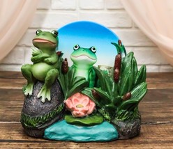 Hoppy Hour Whimsical Green Frog Lily Pad Pond Coaster Holder And 4 Coast... - £19.42 GBP