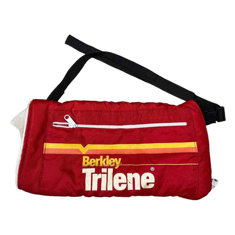 Primary image for Berkley Trilene Vtg Waist Pack Bag Red White Pouch Zipper Fishing Tackle Storage