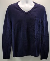 V) Express Men Pullover V-Neck Navy Blue Sweater Large - £11.89 GBP