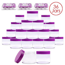 36 Pcs 2Oz/60G/60Ml Hq Acrylic Leak Proof Clear Container Jars W/Purple Lid - £61.79 GBP