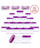 36 Pcs 2Oz/60G/60Ml Hq Acrylic Leak Proof Clear Container Jars W/Purple Lid - $78.99