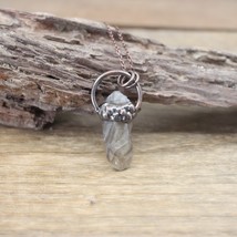 Raw Smoky Quartzs&amp;Crystal Point Antique Copper Hoop Pendants Necklace,Healing En - £14.15 GBP