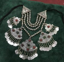 TRIBAL ATS BOHO STUNNING GYPSY OOAK SILVER MEDALLION VINTAGE TURKOMEN NE... - $148.49