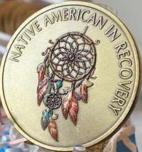 Native American in Recovery Dreamcatcher Medallion Blessing Sobriety Chip - £7.89 GBP