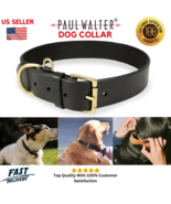 Dog Collar in GENUINE LEATHER, Heavy Duty, Brass Buckle, Small to Large ... - €17,83 EUR+