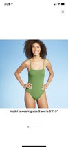 new sea angel square neck one piece swimsuit sz large L green cute! - £22.77 GBP
