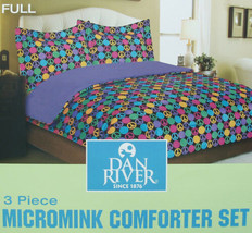 Peace Sign Dots MULTI-COLOR Full Micromink Comforter Shams 3PC Bedding Set New - £57.48 GBP
