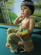 Danbury Mint Doll Last Arrow American Indian Boy Sitting On A Rock Original New - £115.98 GBP