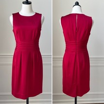 Banana Republic Ruby Red Satin Sheath Dress 6 - $485.60 MXN