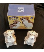 Alco Salt Pepper Shaker Set Hand Painted Brown DOG Ceramic Shakeables Ne... - $13.84