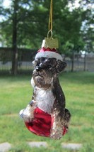 Glass Ornament SCHNAUZER w/Holiday Bulb Dog Christmas Ornament Retired - £15.18 GBP