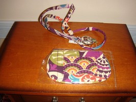 Vera Bradley Plum Crazy Clip Zip ID &amp; Lanyard - £24.71 GBP