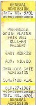 Vintage Gary Morris Ticket Stub September 27 1987 Lubbock Texas - £19.46 GBP