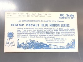 Vintage Champ Decals No. BRH-218 ATSF El Capitan Reefer HO Set - $14.95