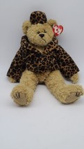 (1993) Ty Isabella Teddy Bear Plush Leopard Print Coat &amp; Hat 14&quot; Jointed w/ tag - £11.41 GBP