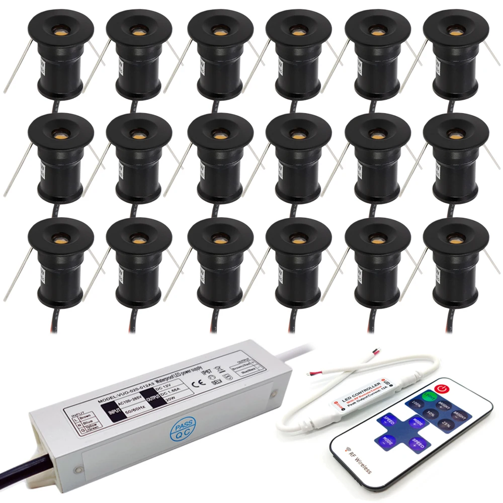 12V Mini LED Spot Downlights 1W Dimmable Ceiling Lamp Set Remote Control... - £199.57 GBP