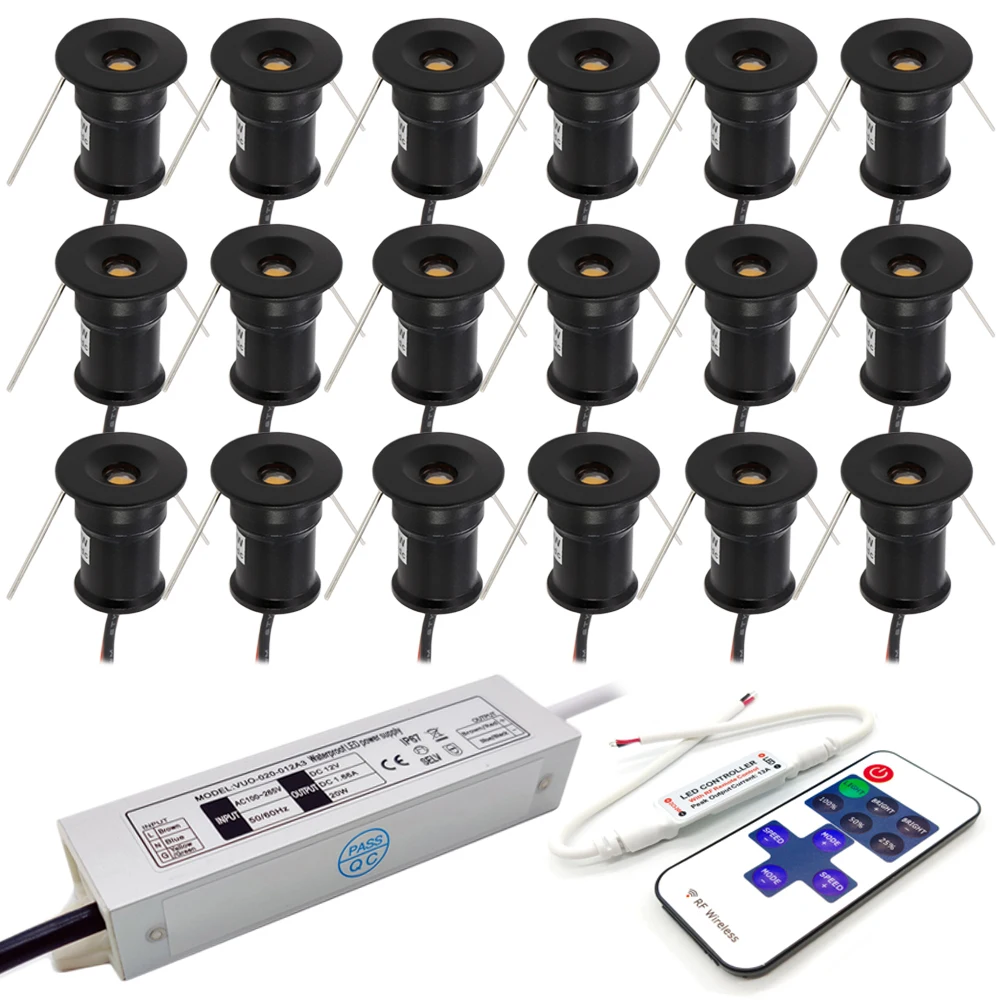 12V Mini LED Spot Downlights 1W Dimmable Ceiling Lamp Set Remote Control... - £193.46 GBP