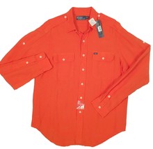 NEW $125 Polo Ralph Lauren Shirt!  Bright Orange  Silk &amp; Linen  Epaulets - £51.88 GBP