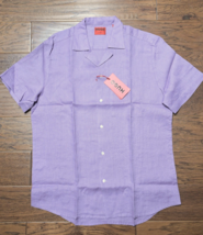 Camisa Casual De Lino Morada De Manga Corta Ajuste Recto Para Hombre Hug... - $59.39