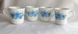 Set Of 4 Corningware (Corelle) Corning Blue Velvet Rose Mugs/Cups Mint Condtion - $26.00