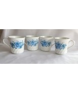 Set Of 4 Corningware (Corelle) Corning Blue Velvet Rose Mugs/Cups Mint C... - £20.30 GBP