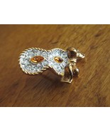 Swarovski Amber Color Crystal Mardi Gras Mask Gold Tone Pin Signed No Ba... - $249.65 MXN