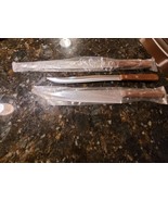 3 Vtg Flint Stainless Vanadium Kitchen Knives USA w/Wood Handles 12½&quot; &amp; ... - $1,234.49 MXN