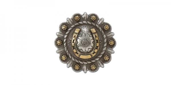 Tandy Leather Roped Berry Horseshoe Antique Silver &amp; Gold Plate Concho - $4.50