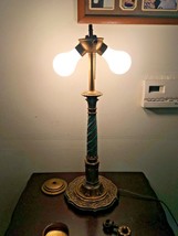 Antique H A Best Art Deco Table Lamp For Slag Stained Glass Tiffany Shade Rare - £398.11 GBP