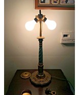 ANTIQUE H A BEST ART DECO TABLE LAMP FOR SLAG STAINED GLASS TIFFANY SHAD... - £388.44 GBP
