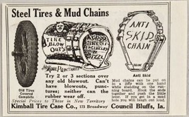 1919 Print Ad Kimball Tire Case Co. Steel Tires,Mud Chains Council Bluffs,Iowa - £8.02 GBP